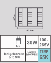 LUMINARIO T5LR-310/E 100-265V REJILLA