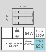 LUMINARIO T5LR-318/S 100-265V REJILLA SOBREPONER