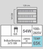 LUMINARIO T5LR-318/E 100-265V REJILLA EMPOTRABLE