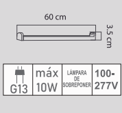 CANALETA LED T8LC-110/S 0.60 M