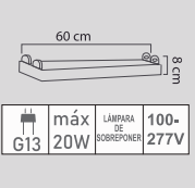 CANALETA LED T8LC-210/S 0.60 M