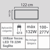 LUMINARIO T8Ll-4T/C INDUSTRIAL