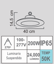 LED UFO-200/C 200W 50K 100-277V