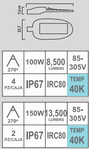 LUMINARIO LED VIALIDAD 40K 85-305V