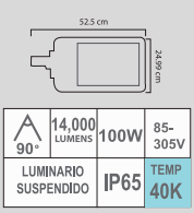 LUMINARIO LED VIALIDAD 100W 50K 85-305V