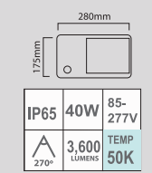 LÁMPARA LED WALL PACK 40W 50K 85-277V