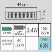 LÁMPARA DE EMERGENCIA LED BARRA 60L 100-277V