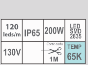 MANGUERA LED PLANA 200W 65K 130V SMD-2835 25M 120L ULTRA