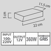 TRANSFORMADOR 360W 100-220V 12V