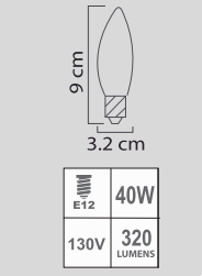 TORPEDO 40W E14 130V CLARO