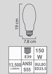 FOCO SODIO 150W ED23.5 E39