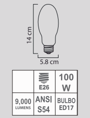 FOCO SODIO ED17 100W E26