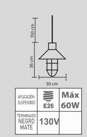 LUMINARIO RETRO LR-10/N E26 NEGRO