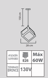 LUMINARIO RETRO LR-14/BR E26 BRONCE