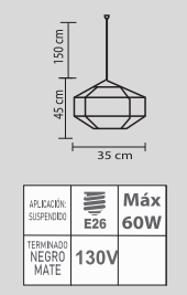 LUMINARIO RETRO LR-12/N E26 NEGRO