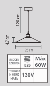 LUMINARIO RETRO LR-01/N E26 NEGRO