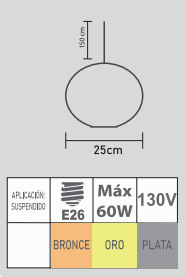 LUMINARIO CRISTAL E26 25CM