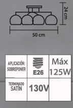 LUMINARIO DE TECHO LT-10 5L / CRISTAL