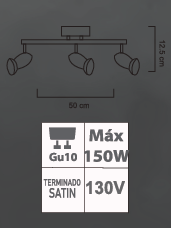 LÁMPARA DE RIEL 3L LTR-03/3L SATIN