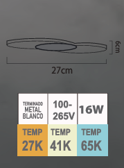 LUMINARIO DE TECHO LT-07/B LED 16W BLANCO