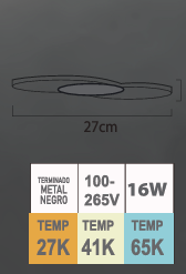 LUMINARIO DE TECHO LT-08/N LED 16W NEGRO