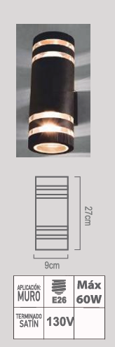 LUMINARIO DE PARED EXTERIOR LPE-18/S E26 SATIN