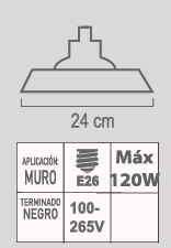 LUMINARIO DE PARED EXTERIOR LPE-07/N E26 NEGRO