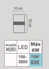 LUMINARIO DE PARED EXTERIOR LPE-08/S LED 6W 65K