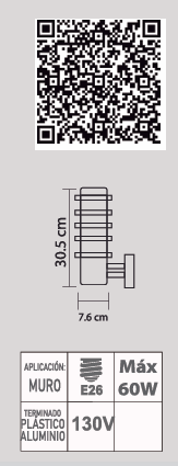 LUMINARIO DE PARED EXTERIOR LPl-03/S 1L E26 SATIN