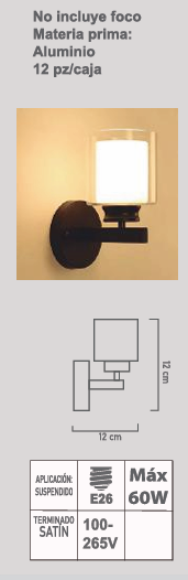 LUMINARIO DE PARED INTERIOR LPl-06/S E26 SATIN