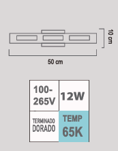 LUMINARIO DE PARED LP-21/D LED 12W 100-265V DORADO