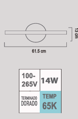 LUMINARIO DE PARED LP-23/D LED 14W 100-265V DORADO