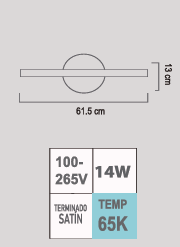 LUMINARIO DE PARED LP-24/S LED 14W 100-265V SATIN