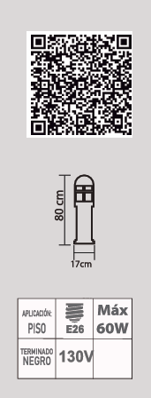 LUMINARIO MINIPOSTE MP-200/N 1L E26 NEGRO