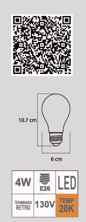 FOCO LED RETRO A19 4W E26 130V