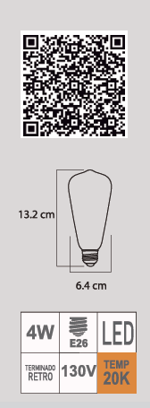 FOCO LED RETRO ST64 4W E26 130V