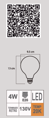 FOCO LED RETRO 695 4W E26 130V