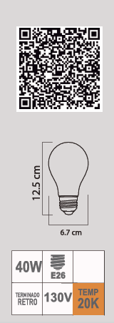 FOCO RETRO A21 40W E26 130V INC