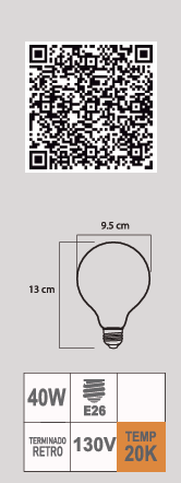 FOCO RETRO GLOBO 40W E26 130V INC