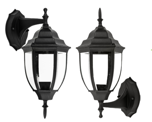 Farol con cristal vicelado - Negro