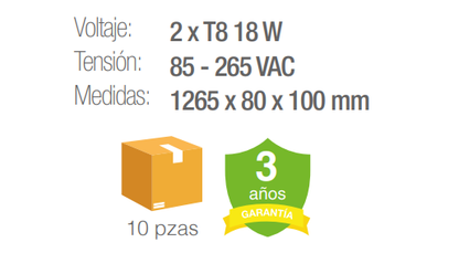 Gabinete Slim a prueba de vapor Gris Gabinete para 2 tubos