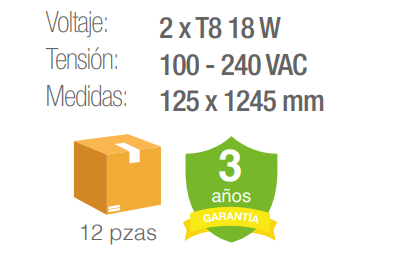 Gabinete de Rejlilla Blanco para 2 tubos